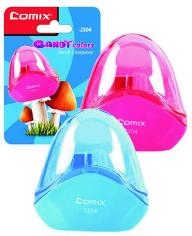 COMIX TRANSPARENT PENCIL SHARPENER, SINGLE HOLE FOR 8MM PENCIL