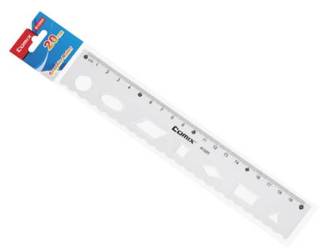 COMIX TRANSPARENT RULER, 8"/20 CM HIGHLIGHT EVERY 5 CM