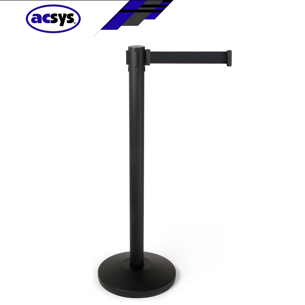 Black Iron STANCHION with retractable Belt