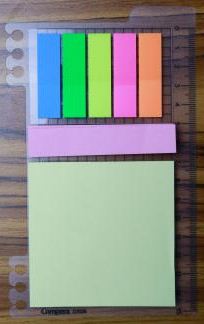 COMIX BINDER ACCESSORY WITH 3 SIZES EASY TABS STICK ON A PLASTIC RULER, ASSORTED