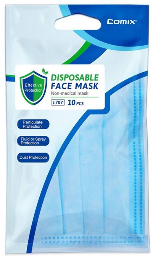 COMIX 3 PLY N88 FACE MASK, MELTBLOWN FILTER, 95% BFE, 10 PCS/PACK