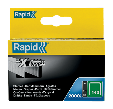 RAPID N140 STAINLESS STEEL STAPLES 10MM, 2000 PCS/BOX