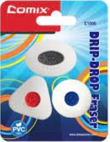 [E1005] COMIX LITTLE RAINDROP ERASER, PVC FREE 3 PCS/BLISTER CARD