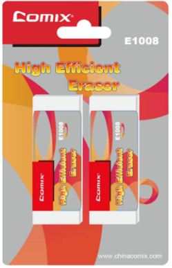 [E1008] COMIX PROFESSIONAL ERASER, 2 PCS/BLISTER CARD, WHITE