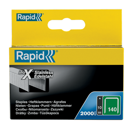 [RS 140/10SS] RAPID N140 STAINLESS STEEL STAPLES 10MM, 2000 PCS/BOX